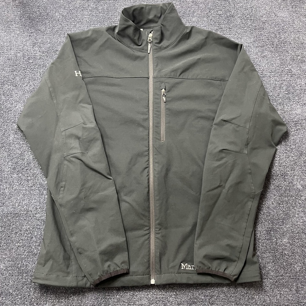 Marmot Softshell Jacket Mens Large Green Full Zip Fleece Lined Hiking Outdoor
